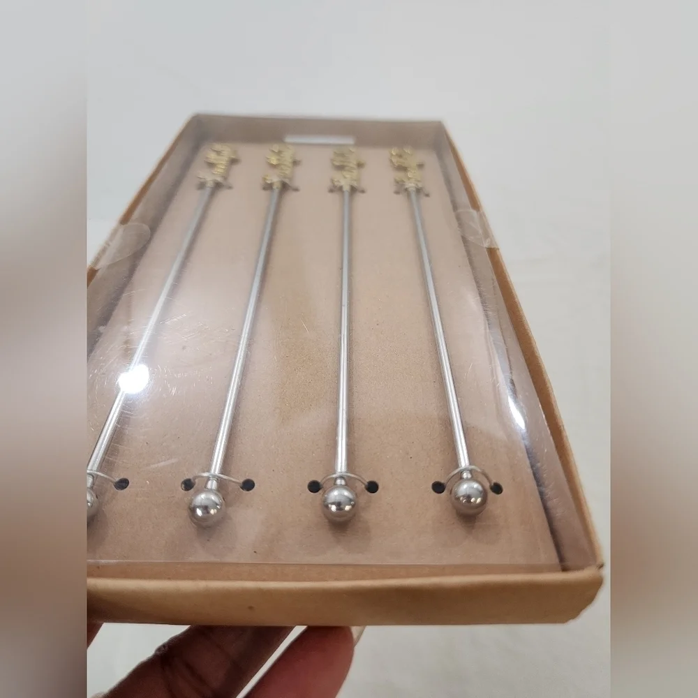 Gold and Silver Cocktail Stirrer 4 Count Set (Price Is Per Set)